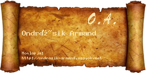 Ondrásik Armand névjegykártya